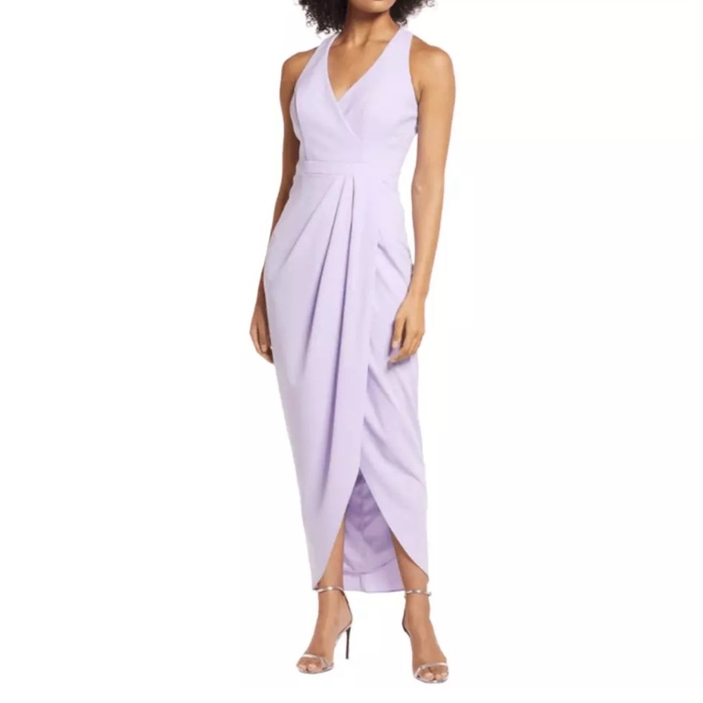 Xscape Evenings Tulip Hem Sleeveless Crepe Gown Purple Dress Size 16 Dress